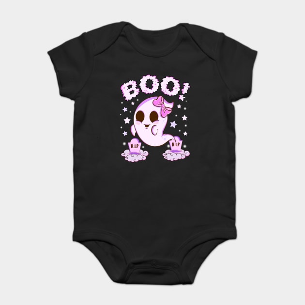 Boo! Girl Cute Ghost Funny Humor Halloween Baby Bodysuit by creative